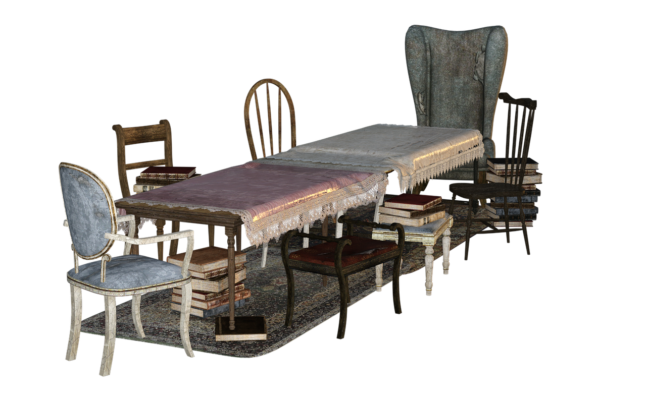 Stol, krzesla i ksiazki (fot. Mysticsartdesign/pixabay)